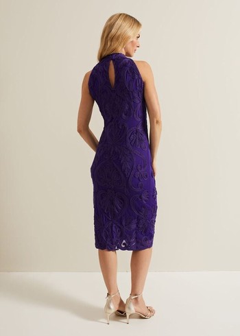 Phase Eight Andrea Tapework Dress Purple Canada | ISXNQK-258